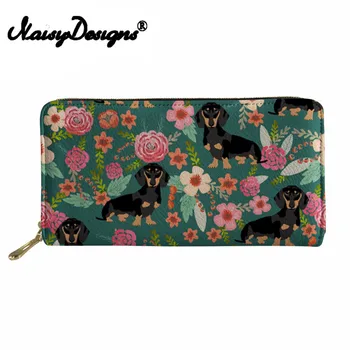 

Noisydesigns Doxie Dog Dachshund 3D Printing travel wallet Leather Women Purse Pouch Lady Wallet Female Clutch Large Capacity