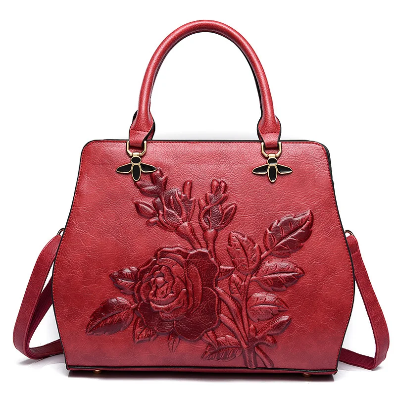 

Leather Women Handbags Tote Bolsa Feminina Fashion Designer PU Leahter Crossbody Bags Vintage Flowers Messenger Bags sac a main
