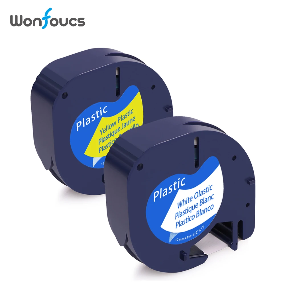 Beste Compatibel 91221 59422 Dymo D1 Letratag Plastic Tape 91331 91332 2 Rolls Wit Geel 12mm * 4 m linten Voor DYMO Label Manager