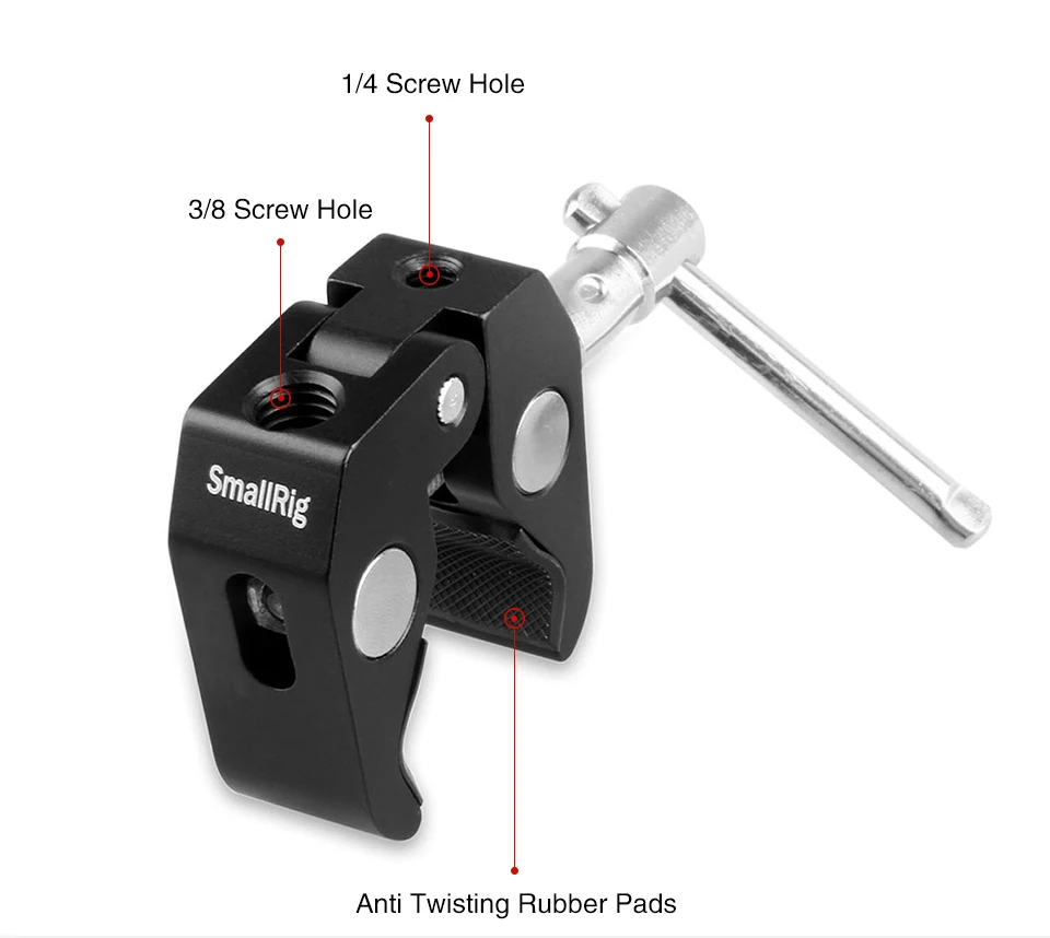 SmallRig Super Clamp w/1/" и 3/8" Резьба для камер, фонарей, зонтов, крючков, полок, листового стекла, поперек и т. Д.-735