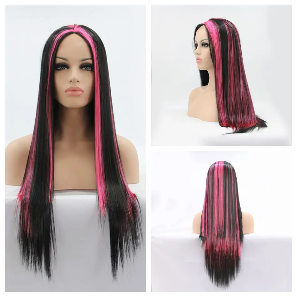 New Selling Middle Parting Straight Hair Style Synthetic Wig Black