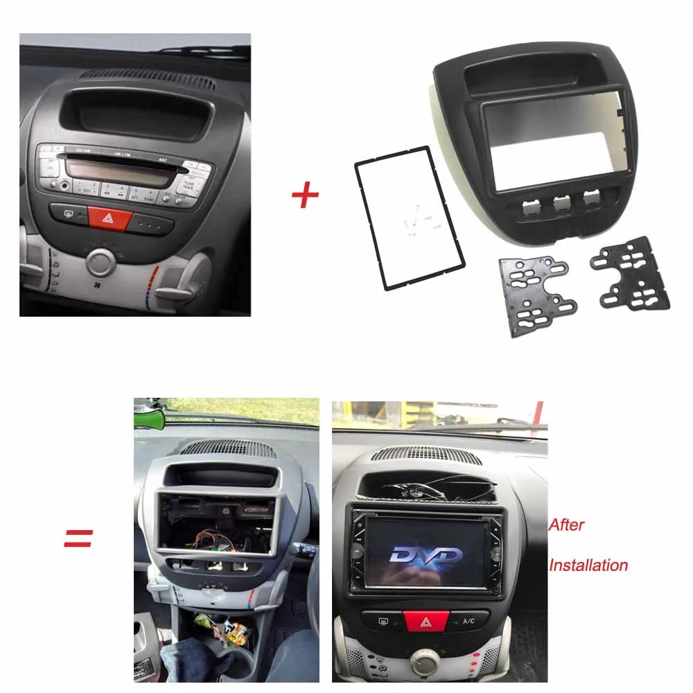 Двойной Дин Радио фасции для Toyota Aygo Citroen C1 peugeot 107 DVD стерео панель тире отделка Установка комплект для переоборудования