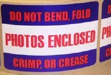 1000pcs/lot 10x6cm DO NOT BEND,FOLD,PHOTOS ENCLOSED,CRIMP,OR CREASE, paper label sticker, Item No.DN19
