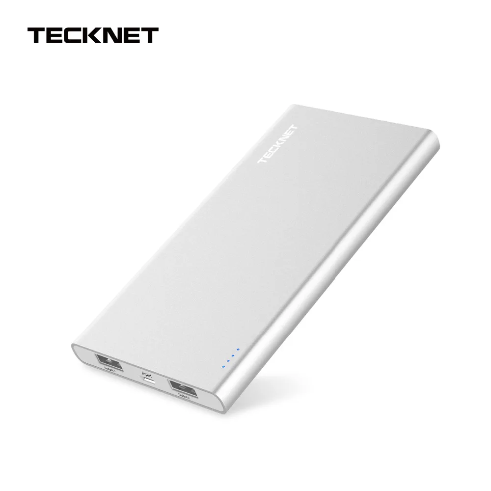 TeckNet 10000 мАч power Bank Dual USB портативный тонкий внешний аккумулятор блок питания