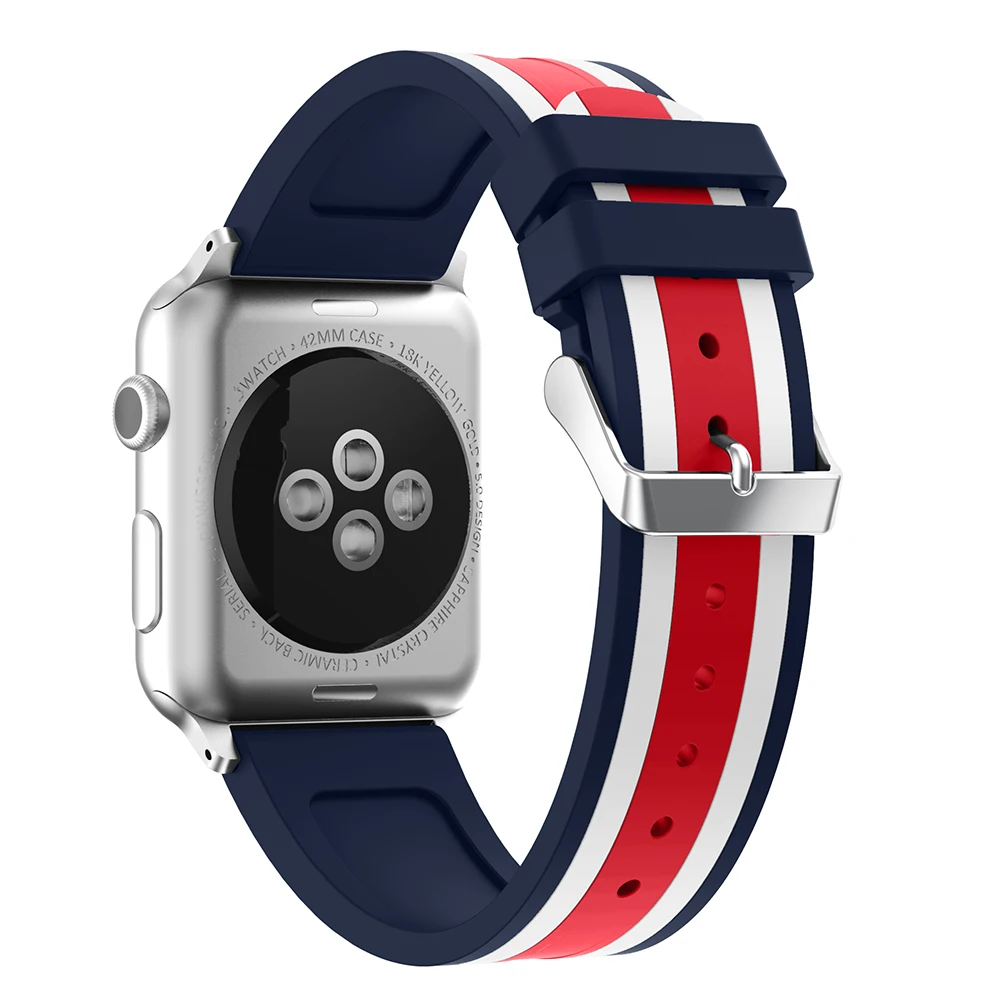 Цветной силиконовый ремешок для apple watch 38 мм 42 мм резиновый спортивный браслет с адаптером для iwatch ремешок для часов
