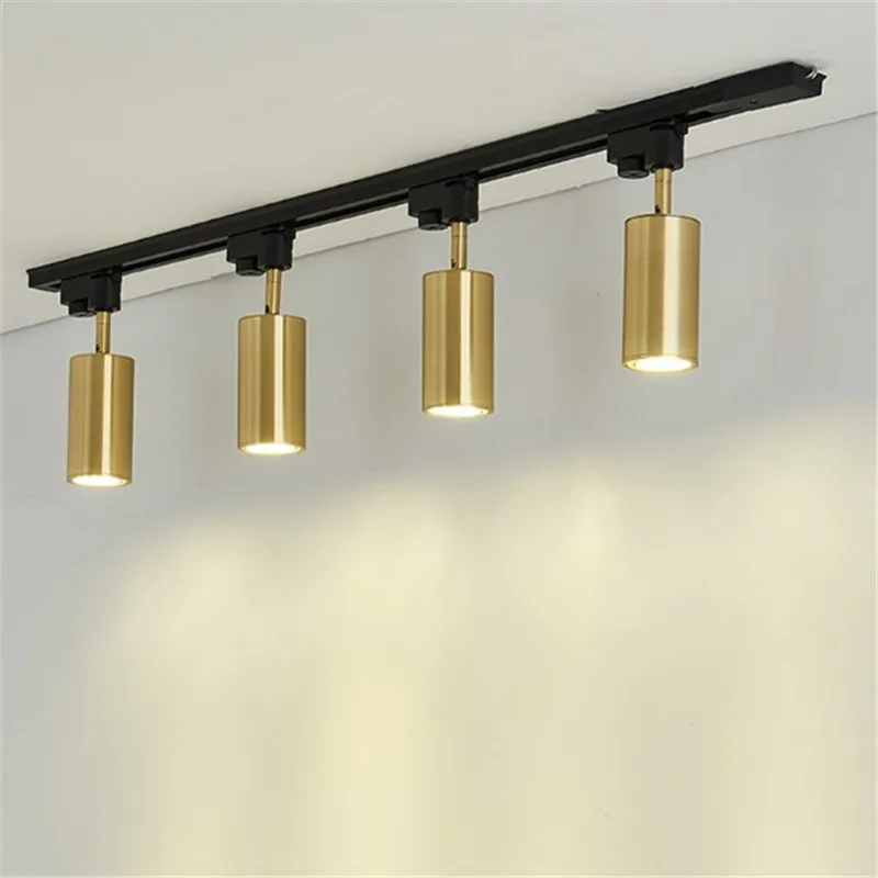 Kaufen Luxus messing kupfer track strahler led decken lampe wohnzimmer wand gang bar Gu10 tracking licht kit gold lampe