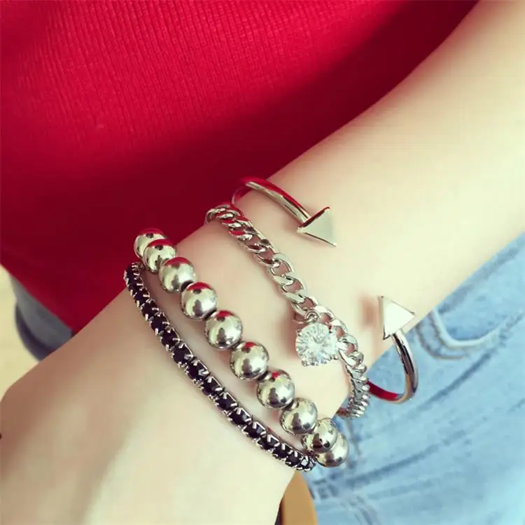 New arrival Korea arrow Rivet Bangles elastic beaded bracelets chain