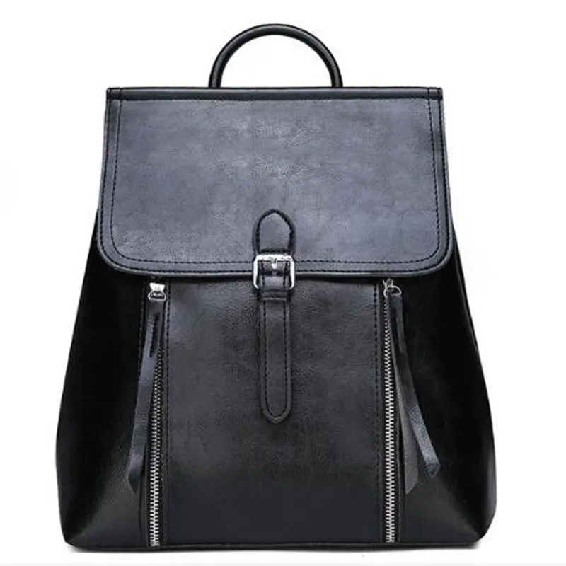 

Vintage Backpack Female Brand Leather Women Backpack Large Capacity Bookbag Simple Travel Leisure Zipper Shoulder Bags 6490