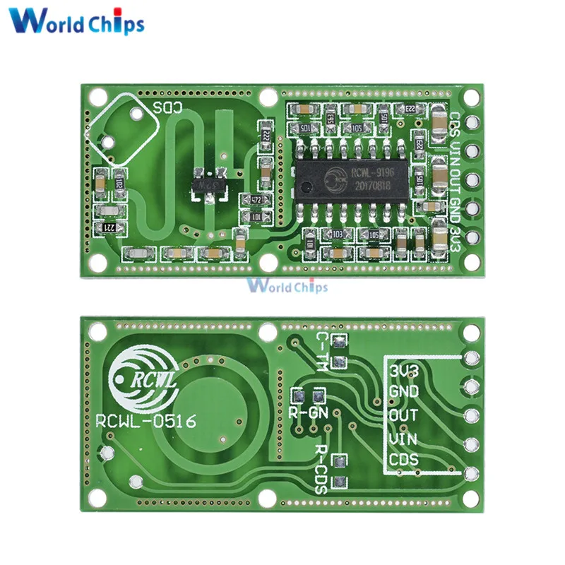 

2Pcs RCWL-0516 RCWL 0516 Microwave Radar Sensor Human Sensor Body Sensor Module Induction Switch Module Output 3.3V