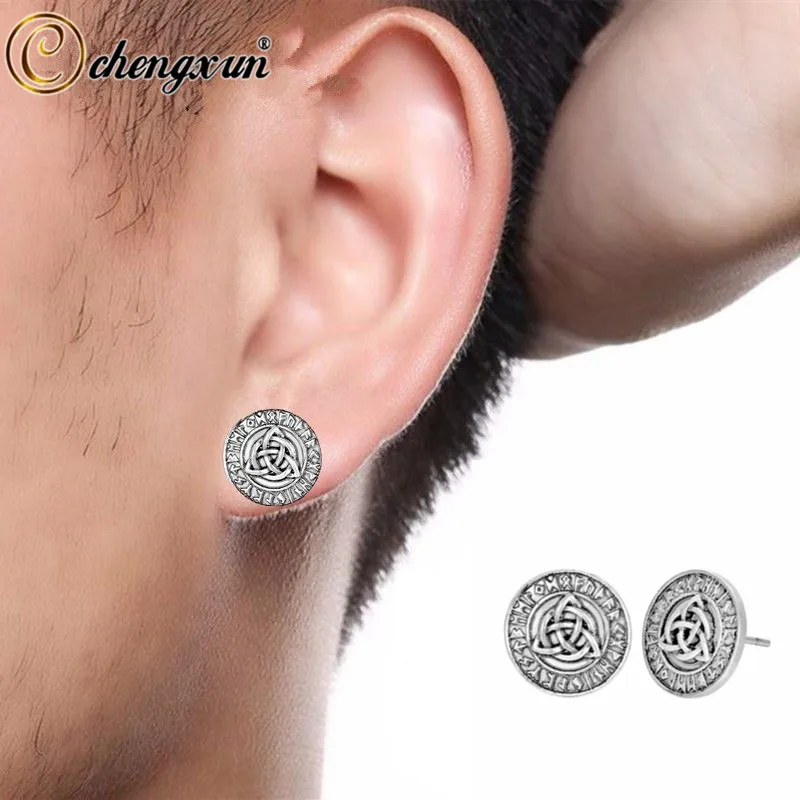 CHENGXUN славяне Викинги руны мужские серьги женский амулет антикварный бойфренд подарок символ Трикветр женские серьги-гвоздики