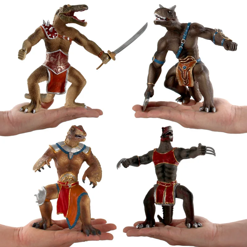 6 Styles Action Figure Dinosaur Warrior Soldiers PVC Model Toys Tyrannosaurus Rex Movable Gifts Home Decor For Kids Gifts F4