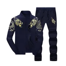 Осенняя Новинка, мужская спортивная одежда, набор, хлопок, тонкая, с принтом, на молнии, пальто, черный, спортивный костюм, полный рукав, толстовка, длинные штаны,, M-4XL