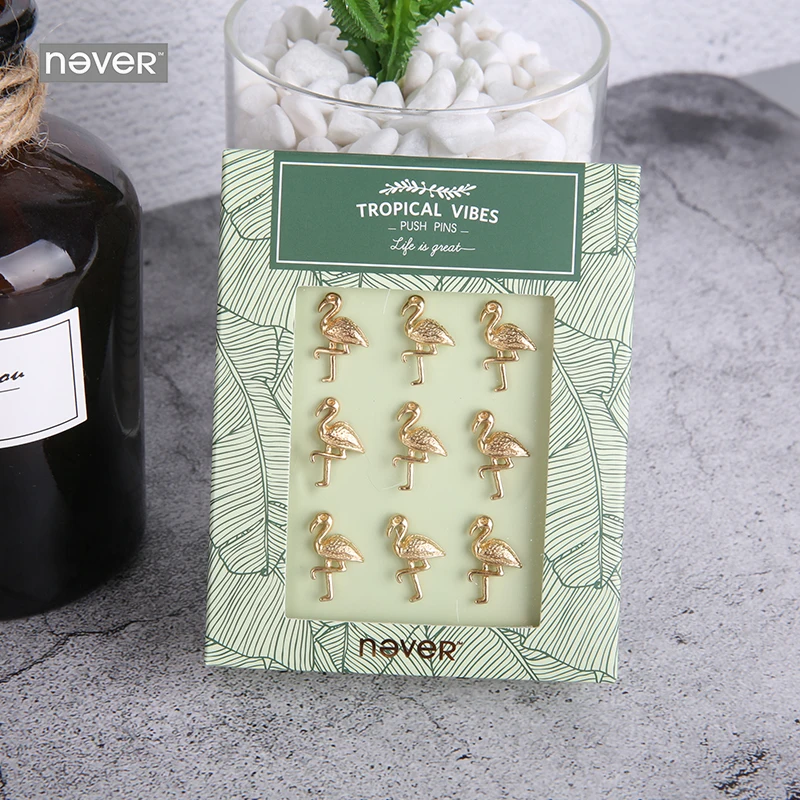 

NEVER Tropical Vibes Thumb Tack Flamingo cactus Push Pins fresh Metal Pin Office School Supplies Cork Wall Nails Photo Wall Stud