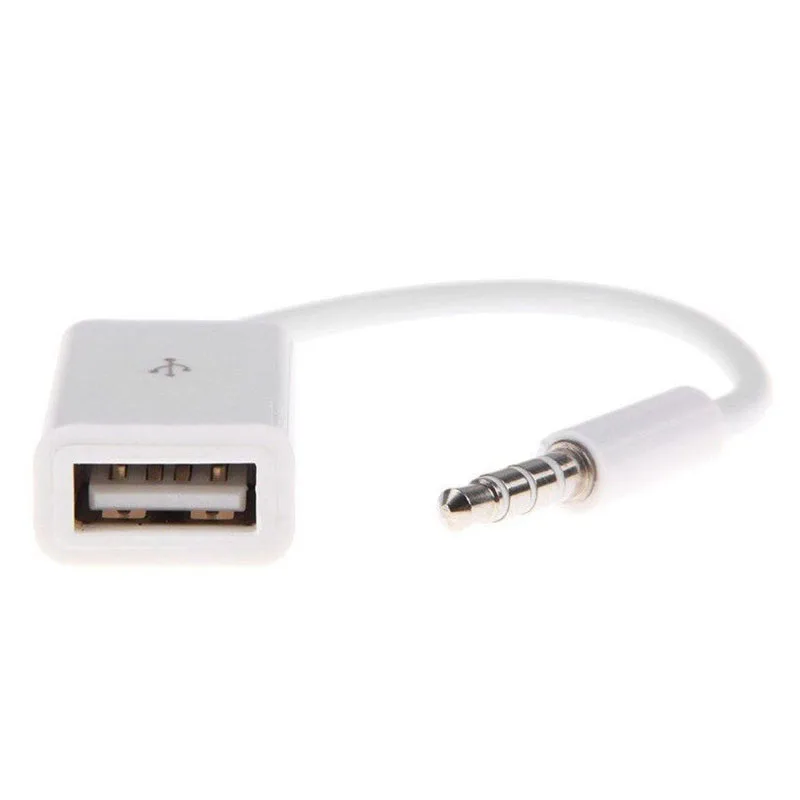 12v Car 3.5mm Male AUX Audio Plug to USB 2.0 Female Converter Adapter Cable New