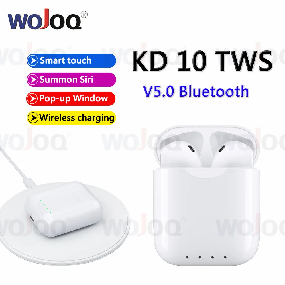 

KD10 TWS 5.0 Bluetooth Earphone Wireless Charging Touch control Popup Window HIFI Earbuds Headset PK i30 i10 i60 TWS