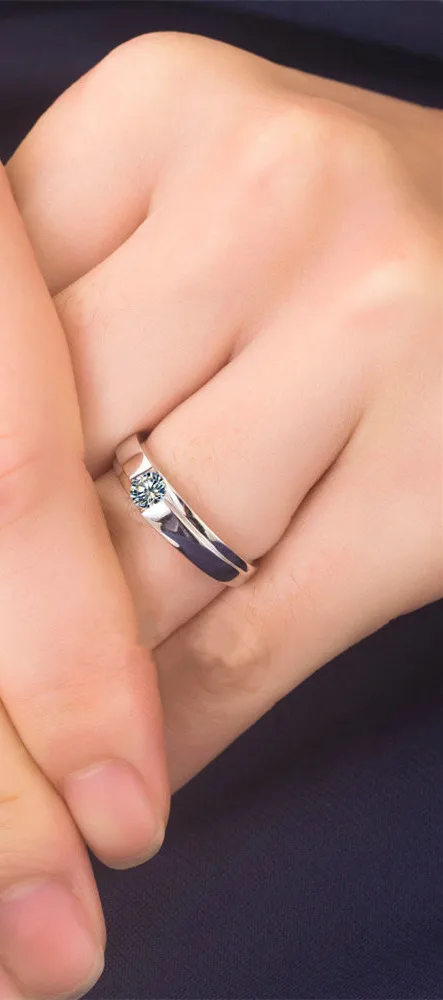 0.25 ct краткое имитировать кольцо с бриллиантом для человека Серебряная Свадьба 925 мужской Jewelry Кольцо Обручение белый позолоченные