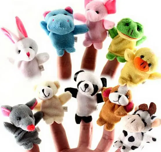 

10 Pcs/Lot Mini Funny Soft Plush Toys Cartoon Biological Animal Finger Puppet For Child Baby Favor Dolls