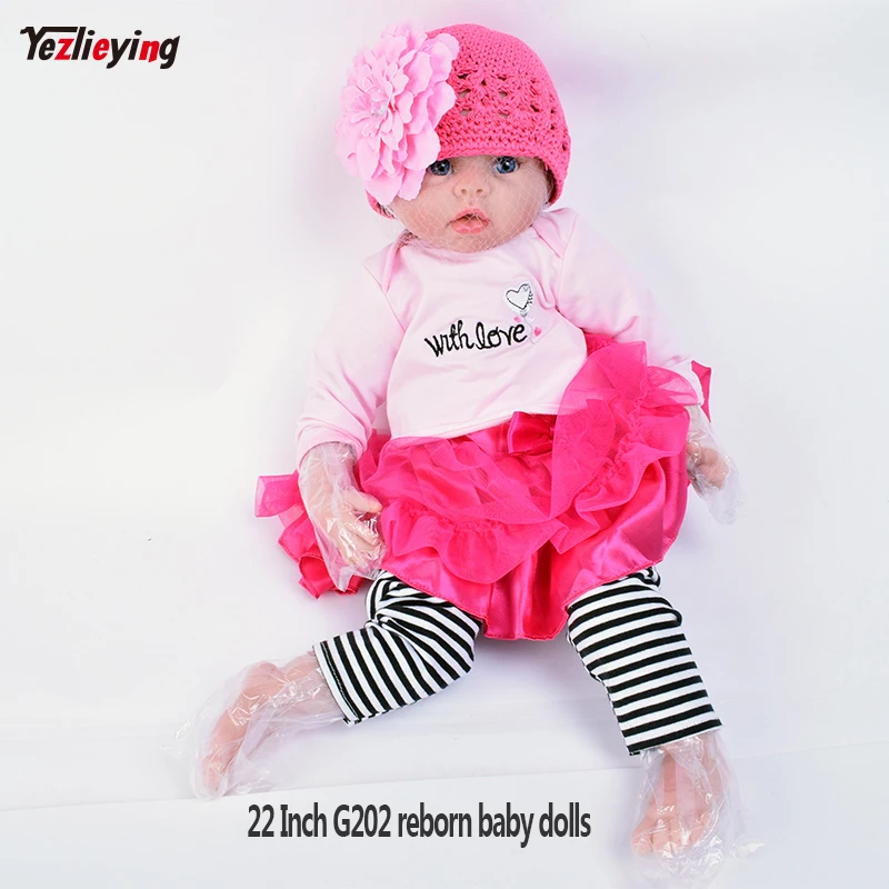 

G202 22"/55cm Soft Like Silicone Reborn Baby Doll Lifelike Realistic Princess Newborn Babies Toys For Girls Gift Magnetic Dummy