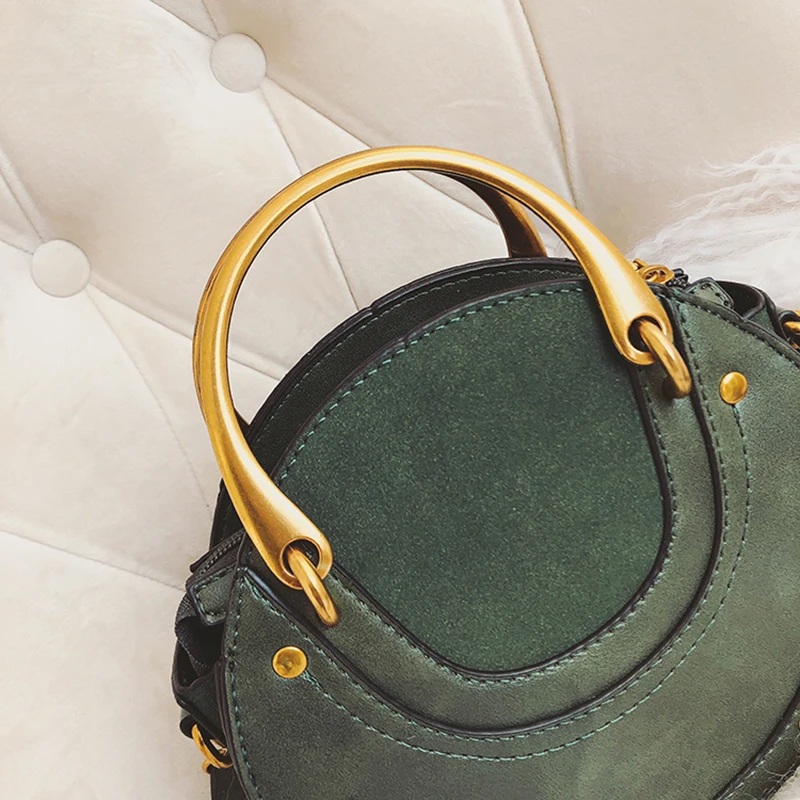 Fashion Women Metal Ring Handbag INS Popular Circular Leather Female Shoulder Bag Rivet Holiday Lady Luxury PU Crossbody SS3502 (10)