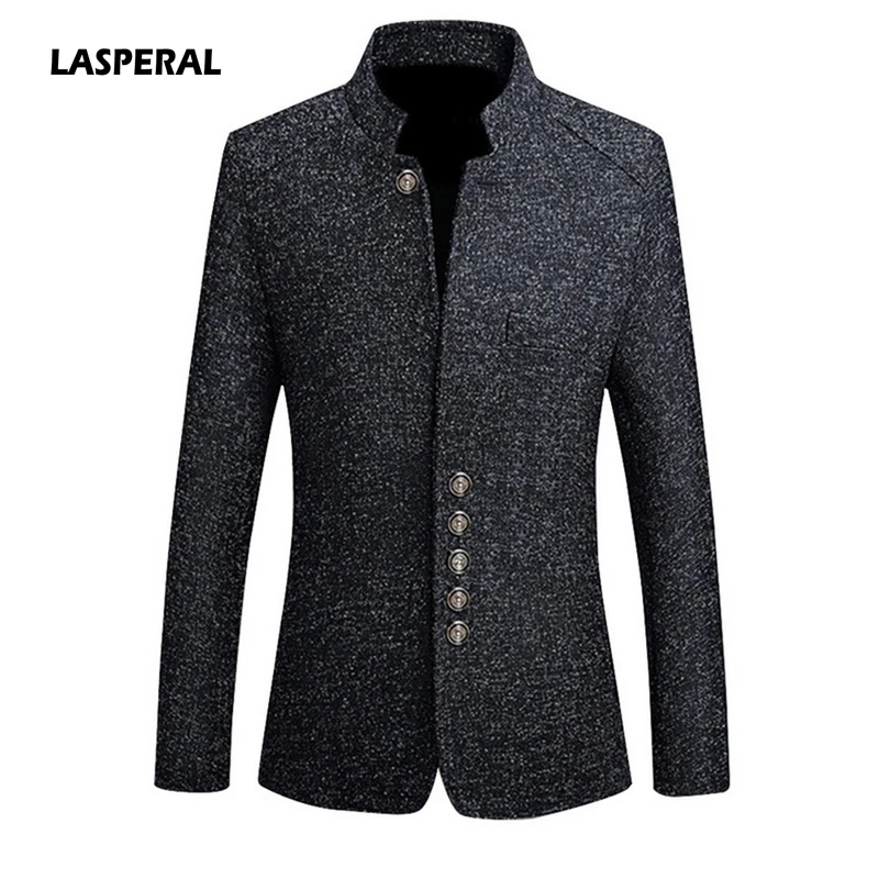 

LASPERAL 2019 Spring Autumn Solid Casual Hombre Blazers Long Sleeve Stand Collar Button Hot Sale New Brand Men's Blazers M-5XL