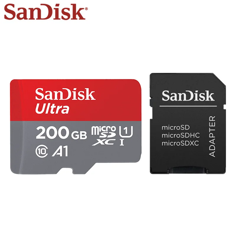 Карты памяти SanDisk Class 10 Макс читать Скорость 98 м/с A1 200 ГБ SDXC Microsd UHS-I Ultra Micro SD карты памяти