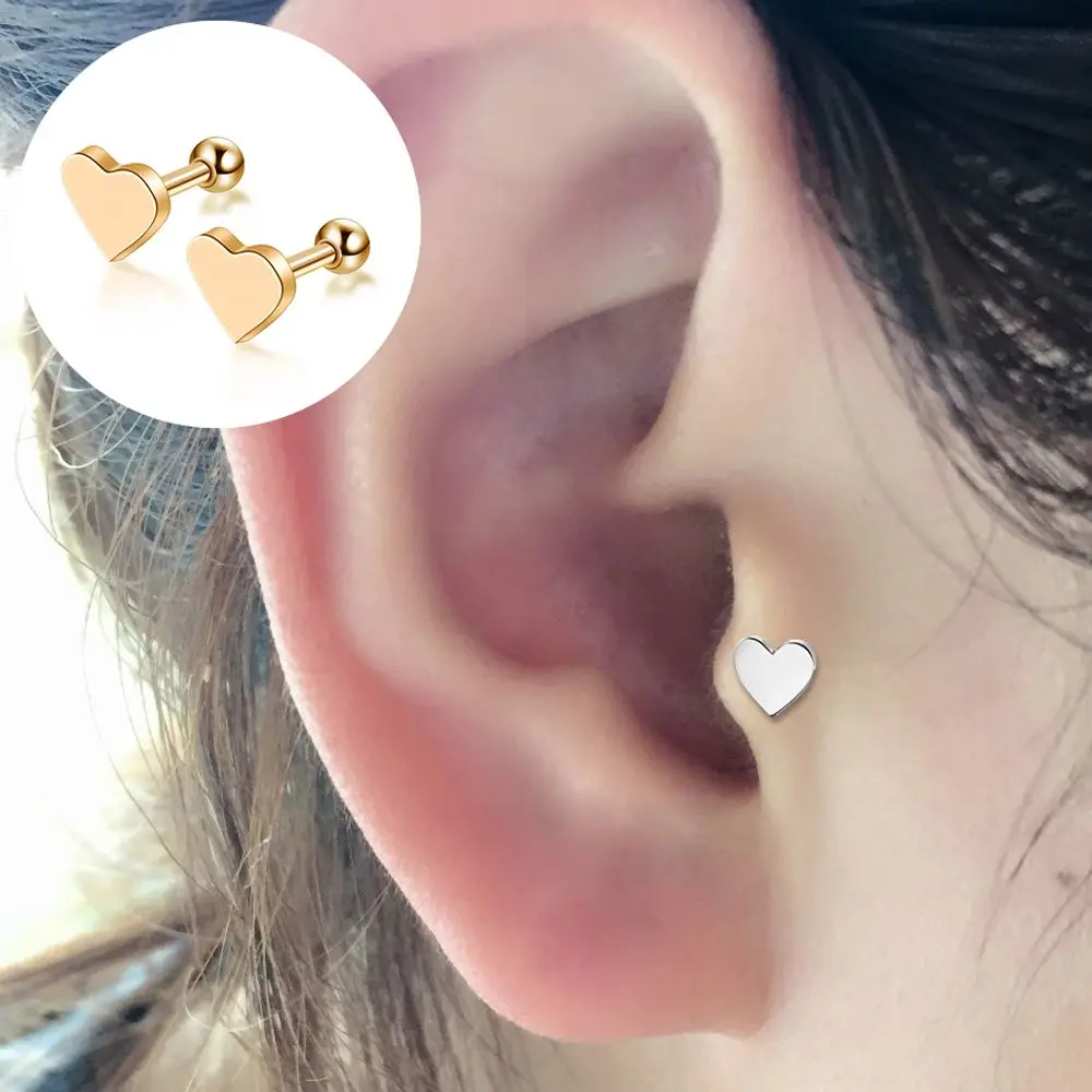 

New Fashion Ear Piercing Labrets Lip Body Cartilage Helix Heart Barbell Bar Earrings Surgical Steel Ear Studs Piercing Jewelry