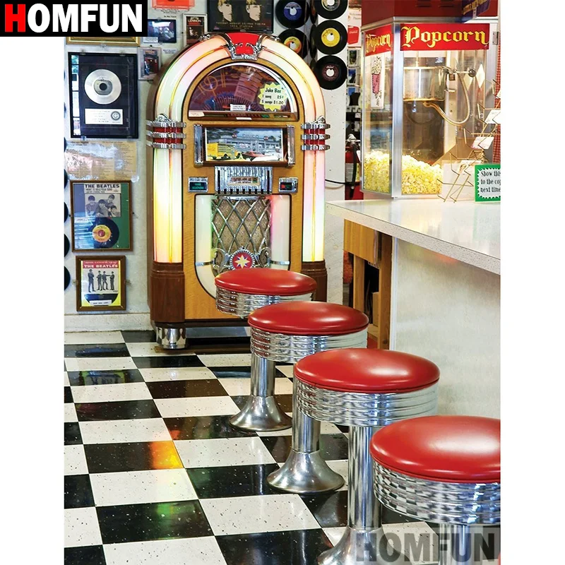 

HOMFUN Full Square/Round Drill 5D DIY Diamond Painting "Bar chair" 3D Diamond Embroidery Cross Stitch Home Decor A18843