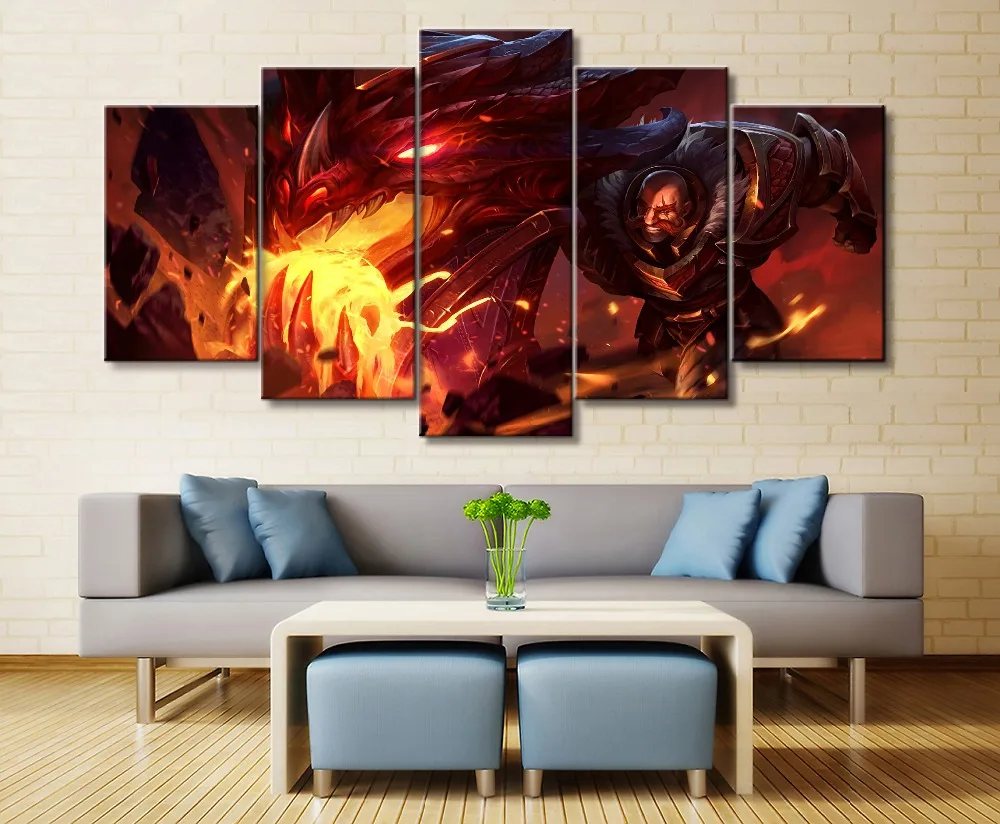 

Creative Poster For GiftDecoration Canvas Painting HD Prints Home Hero Alliance Game 5 Pieces Wall Art Modular Pictures Artwork
