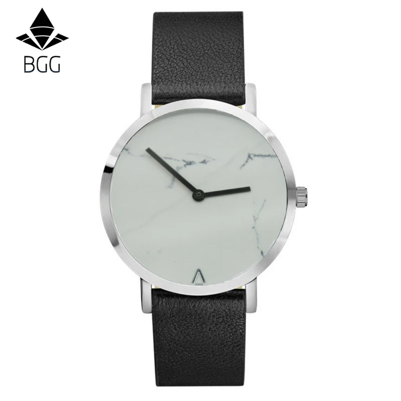 Fashion Luxury Brand Minimalist Style Marble Watch Stainless Steel leather Strap Simple Women Dress Watches Woman Quartz Clock