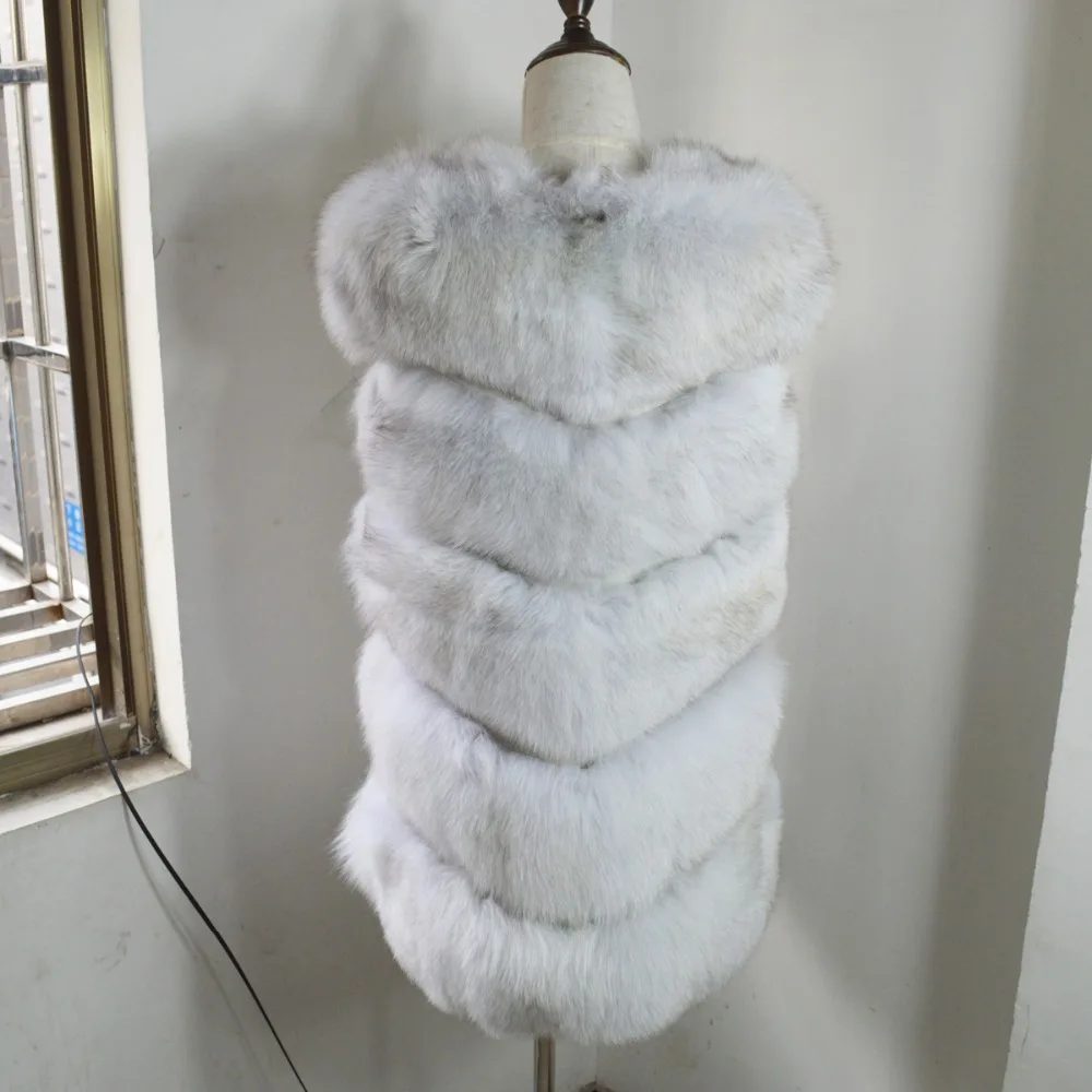 Qualité De Lady Chaude Mode Fourrure Femmes Renard Vente Manches 100 Manteau D'hiver White Haute Sans Réel Fox Naturel Gilet FpnOqX
