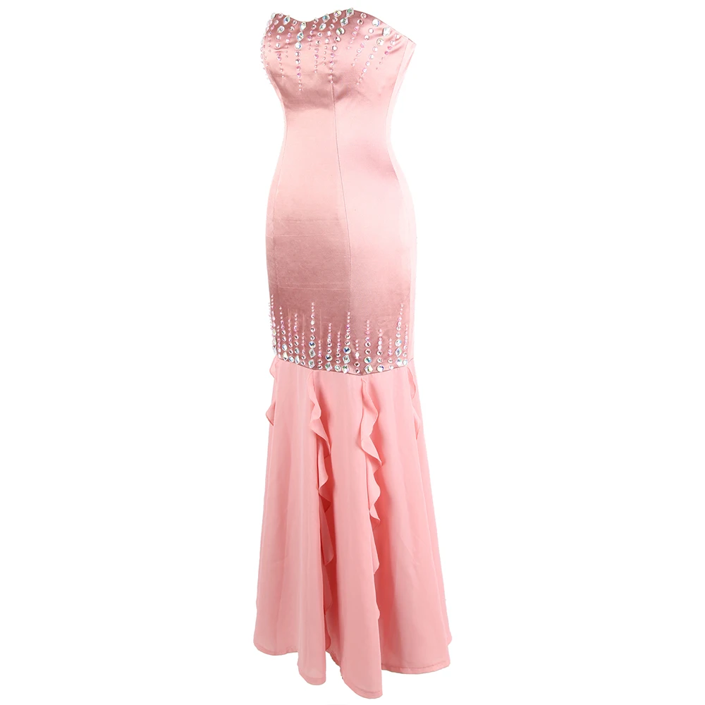 Женское вечернее платье Angel fashions длинное формальное без бретелек с бусинами и