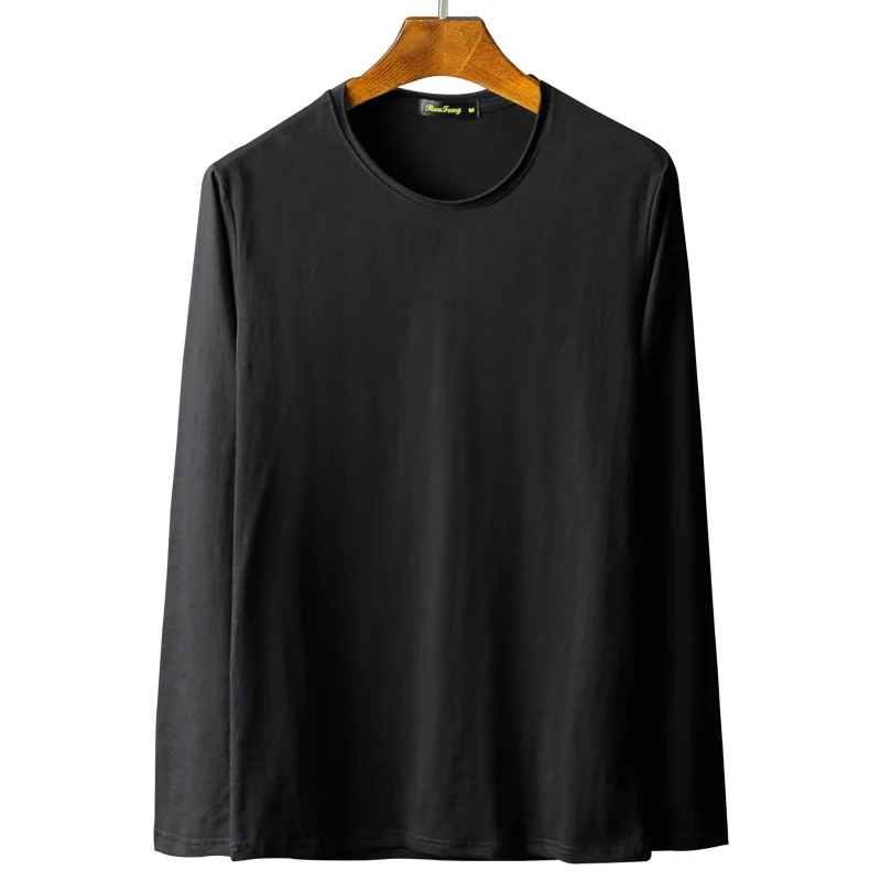 Bamboo cotton men's long sleeve t-shirt msn All Match O Neck Casual T-Shirts Base Tees spring autumn Korean bottoming shirt men (15)