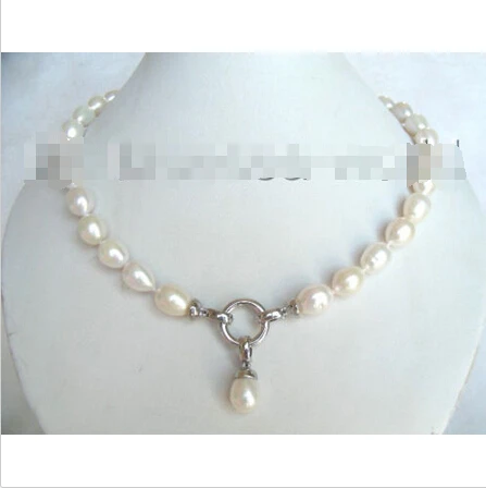 

CLASSIC 12MM white nautral drip pearls necklace 925s fish b1121^^^@^Noble style Natural Fine jewe FREE SHIPPING