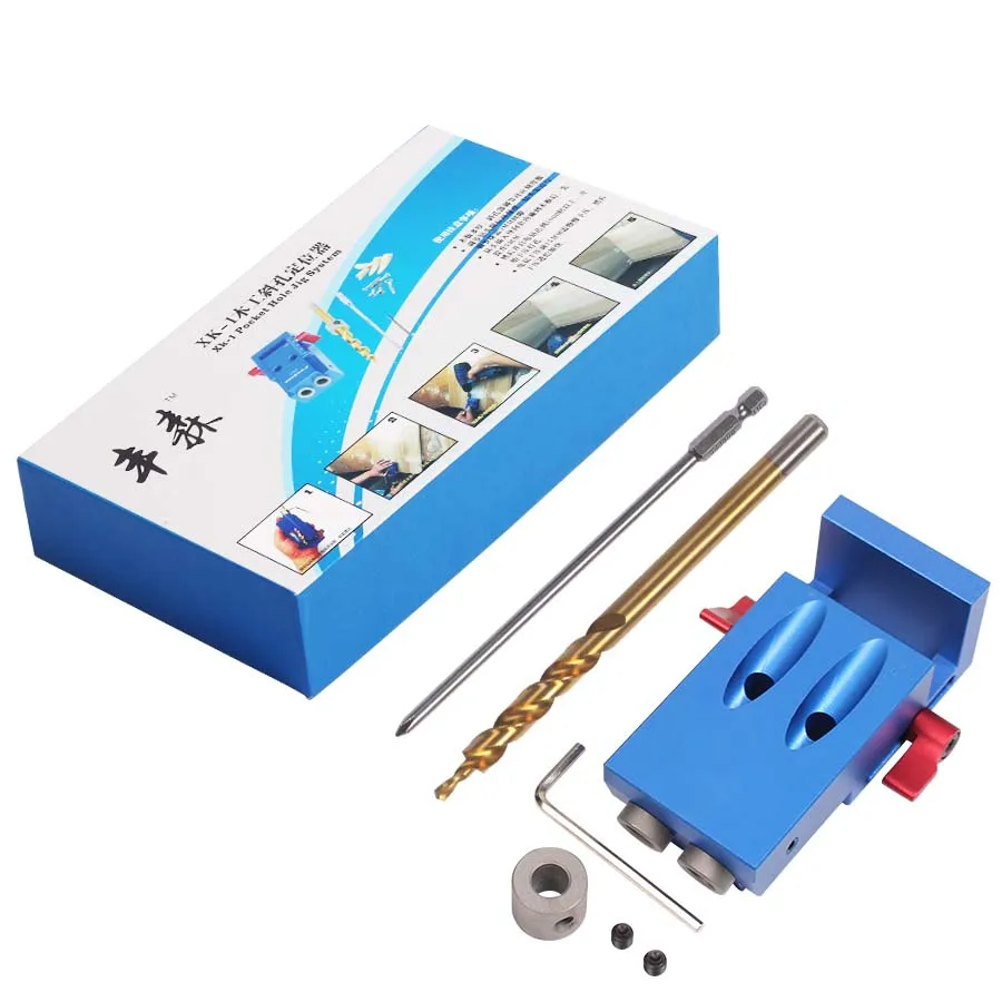 

Mini Kreg Style Pocket Hole Jig Kit System For Wood Working & Joinery + Step Drill Bit & Accessories Wood Work Tool Set With Box