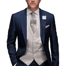 Индивидуальный заказ костюм для свадьбы Темно-синие отцов костюм Жених Смокинги для женихов мужской костюм жениха костюм(куртка+ Брюки для девочек+ жилет+ галстук