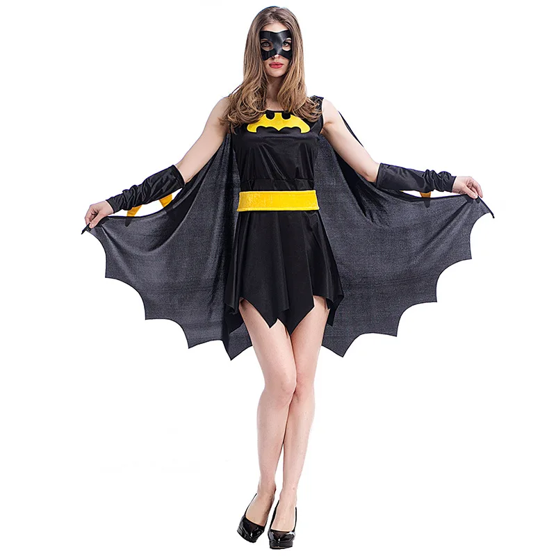 

2019 Sexy Bat dresses Costume Batman spiderman Dark Knight Halloween Cosplay for Women Adult Devil Witch Vampire Costume Set