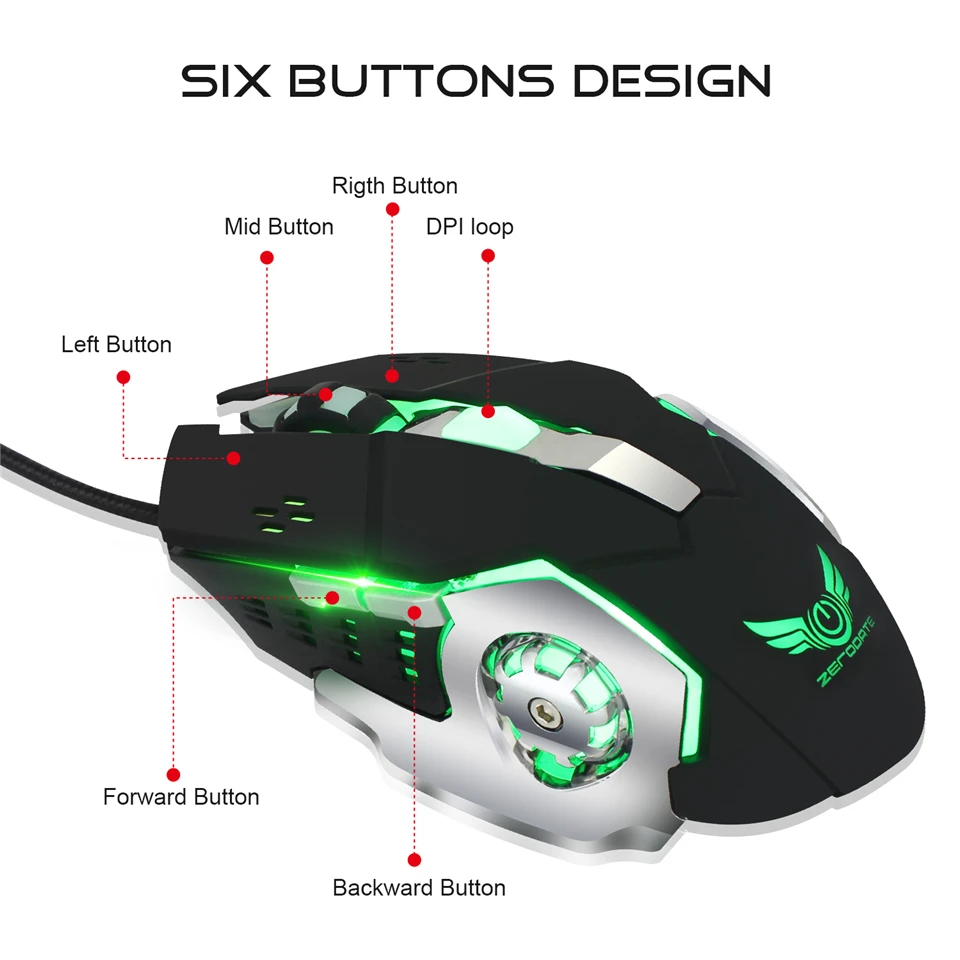 Gaming USB Mouse Macro Definition 4 Gear Adjustable 3200 DPI Aggravated Colorful Flash 1.5m Audible Mute Mouse For Desktop Game Gaming USB Mouse Macro Definition 4 Gear Adjustable 3200 DPI Aggravated Colorful Flash 1.5m Audible Mute Mouse For Desktop Game