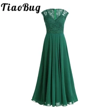 TiaoBug зеленый/черный Vestidos женские платья подружки невесты Вечерние платья для торжеств длинное платье для выпускного вечера Тюлевое кружевное макси платья для взрослых