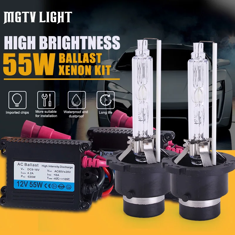 Mgtv Light 55 Вт HID Xenon Kit автомобильный головной светильник Лампа H1 H7 H11 9006 HB3 H27 D2S 9012 H4 Bi-Xenon с тонким балластом 4300k 6000k 8000k