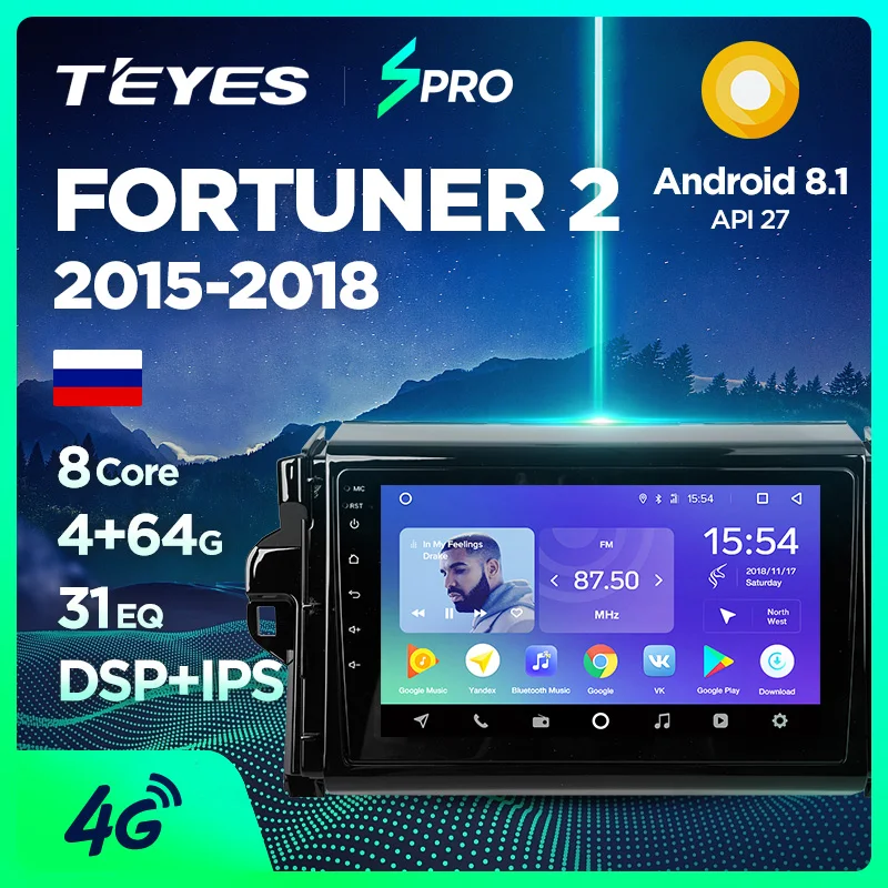 

TEYES SPRO For Toyota Fortuner 2 2015-2018 Car Radio Multimedia Video Player Navigation GPS Android 8.1 Accessories Sedan No dvd
