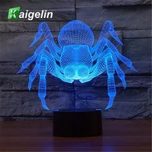 Новинка светодио дный светодиодный 3D ночник паук форма 7 цветов сенсорный датчик USB зарядка Настольная лампа настольная лампа атмосфера ночник
