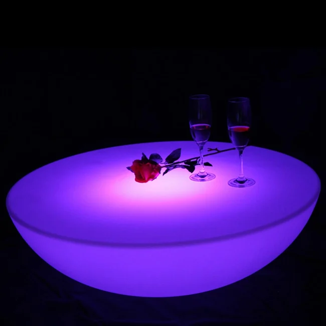 RGBW Rechargeable Club Led Illuminated Coffee Table Light Furnitures Factory Offer SK-LF17 (D91*H22cm) 1pc