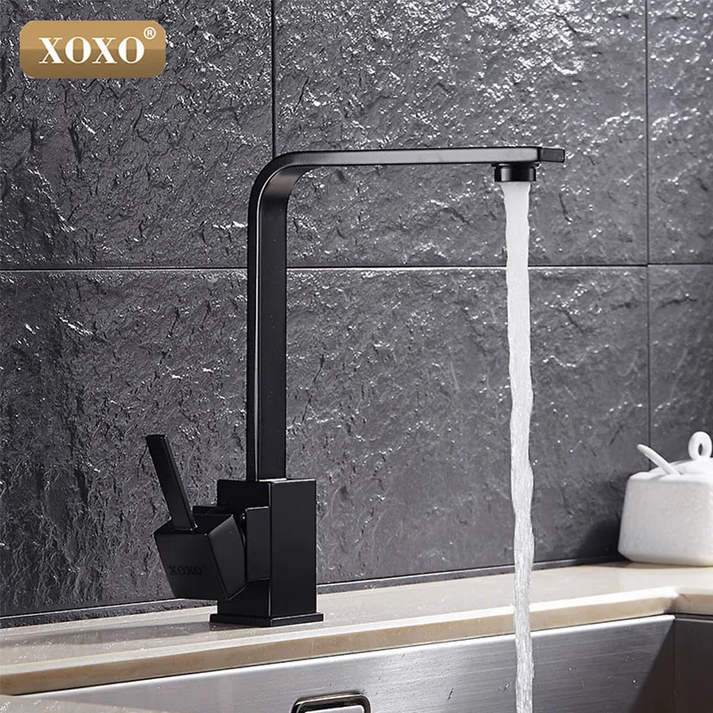  XOXO Free Shipping Polished Black Brass Swivel Kitchen Sinks Faucet 360 degree rotating Kitchen Mix - 32779404729