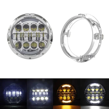 

80W 7 inch Headlight DRL LED Projector with 7 inch bracket For Har-ley Da-vidson Motorcycles DOT Approved (Black/Chrome)
