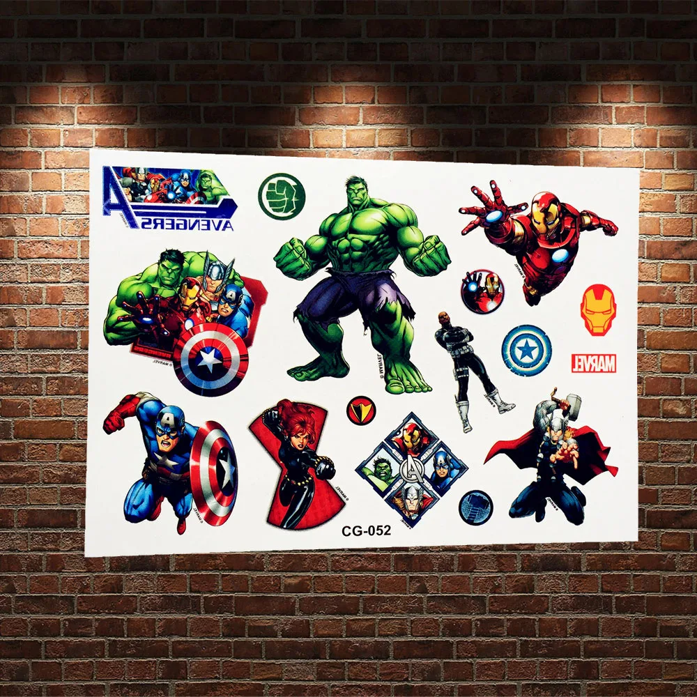 Super Heros Avengers Temporary Tattoo Body Art Flash Tattoo Stickers