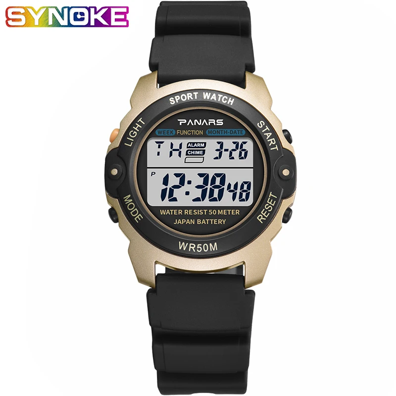 PANARS Outdoor Sports Watch Digital Watches Mens Waterproof Alarm Clock 5Bar LED Black Fashion Watch Mens Chronograph Watch