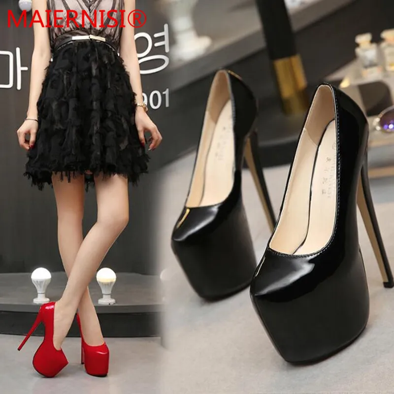 Women Pumps High Heels Shoes 18 cm Black  Pointed Toe Woman Shoes Sexy Party Shoes Nude Heels for Women Plus Size