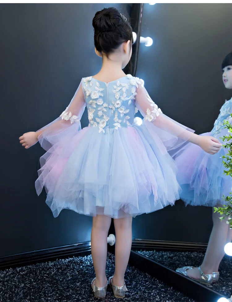 Платье для первого причастия; Пышное Платье для девочек; съемные Бальные вечерние платья принцессы для девочек; платье с цветочным принтом; JF388