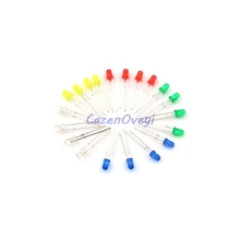 100 шт/партия 5 цветов* 20 шт = 5 мм светодиодный диодный свет Ассорти комплект зеленый синий белый желтый красный набор компонентов «сделай сам»