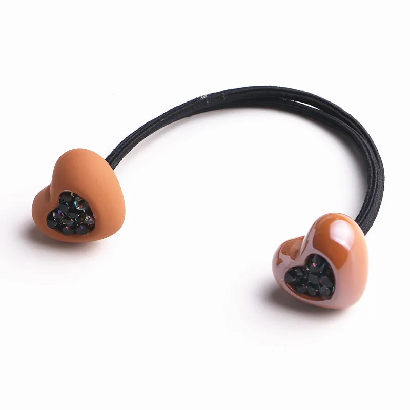 Transparent Crystal Heart Jelly Beads Hair Accesories for Girls Elastic Hair Bands Spell Color Women Rubber Band Hair Ring